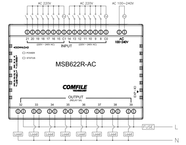  MSB622R-AC 리모콘 수신 모듈 연결 예 